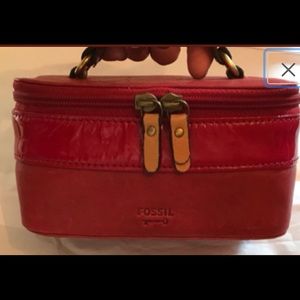Red Fossil Leather Mini Travel Case